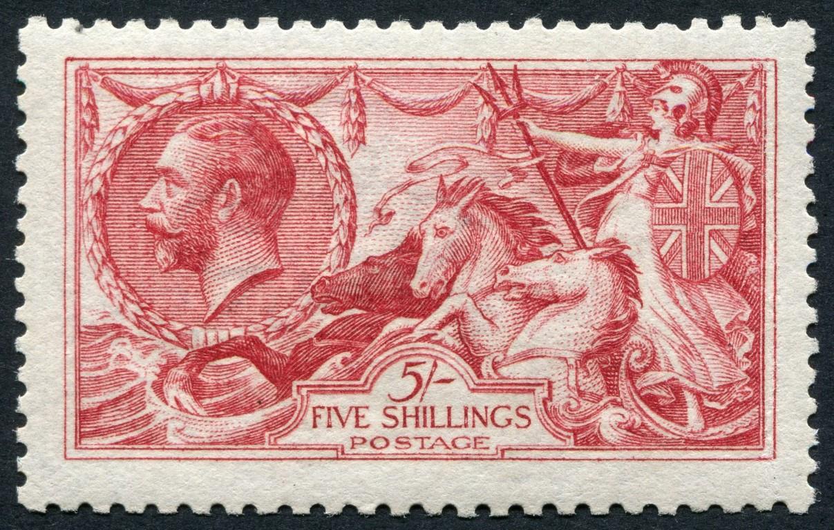 SG409 5/- bright Carmine, very fine mint