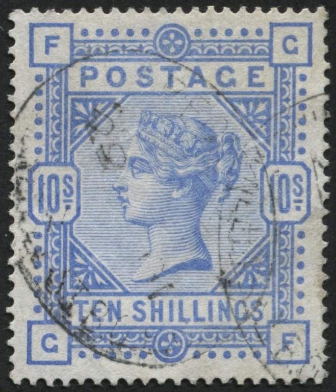 SG183a 10/- pale Ultramarine, VF/U