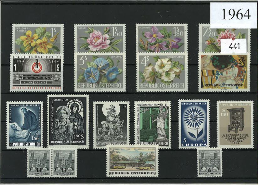 Austria Year Sets 1964 SG1410-1440 - 31 Stamps (+ 2 defs)