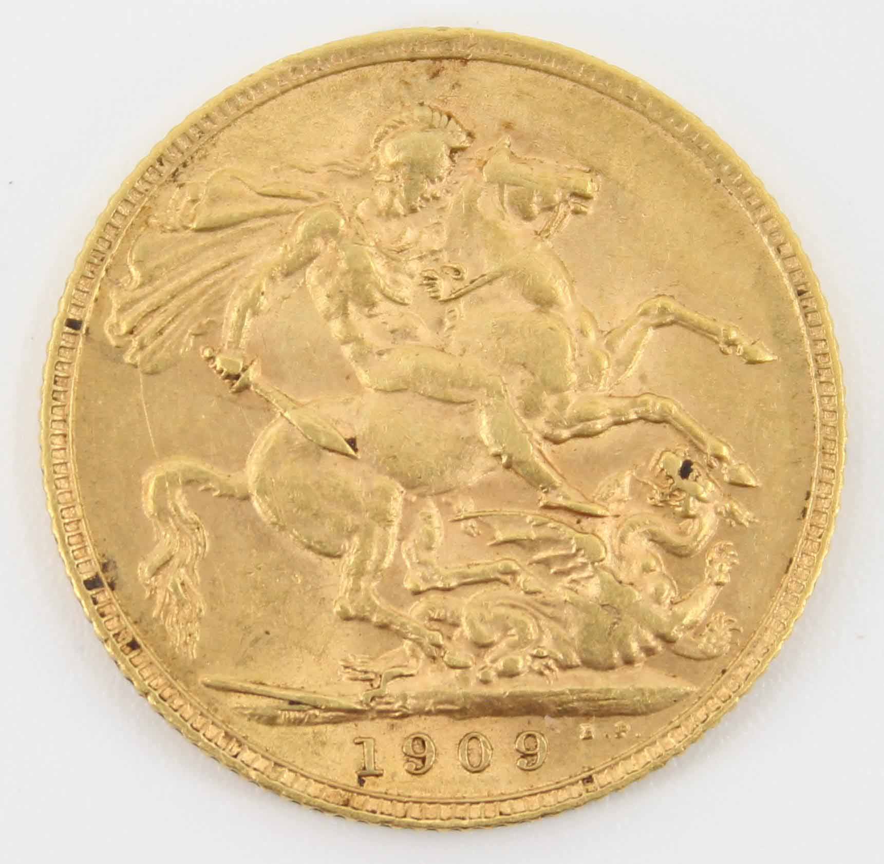 1909 King Edward VII Sovereign London Mint