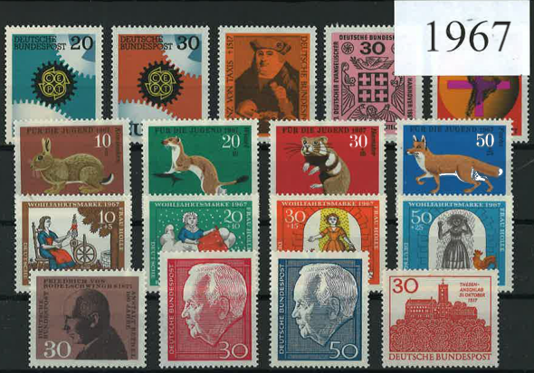 Germany Year Sets 1967 SG1434-1450 - 17 Stamps