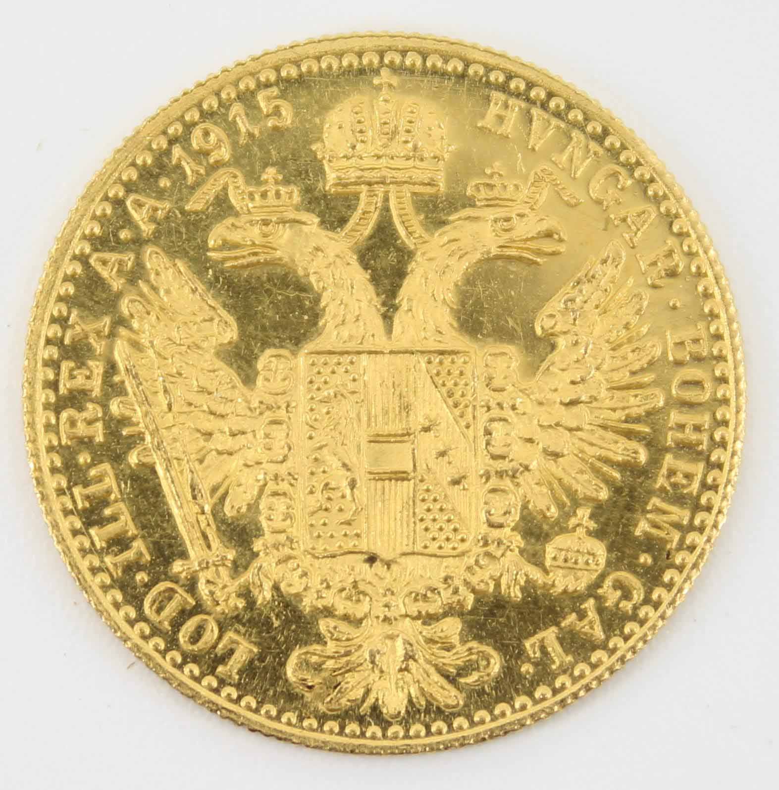 1915 Joseph I Austrian Ducat Crowned Double-headed Imperial Eagle