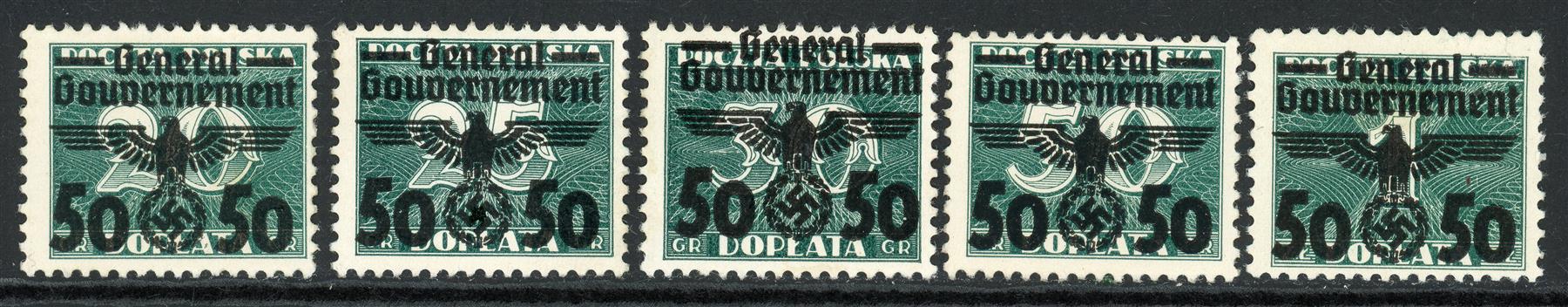 German Occupation of Poland 1940 SG.391a-391e U/M