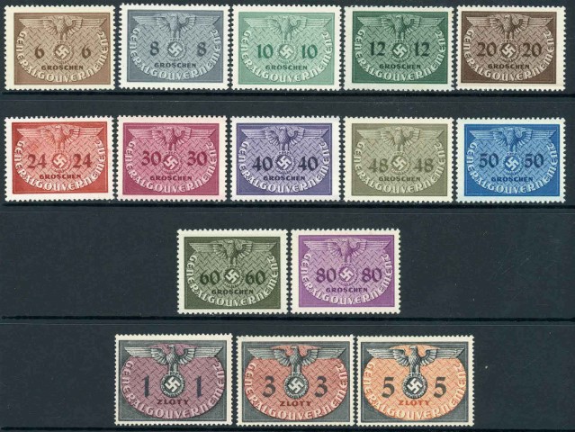 German Occupation of Poland 1940 SG.O392-O406 U/M