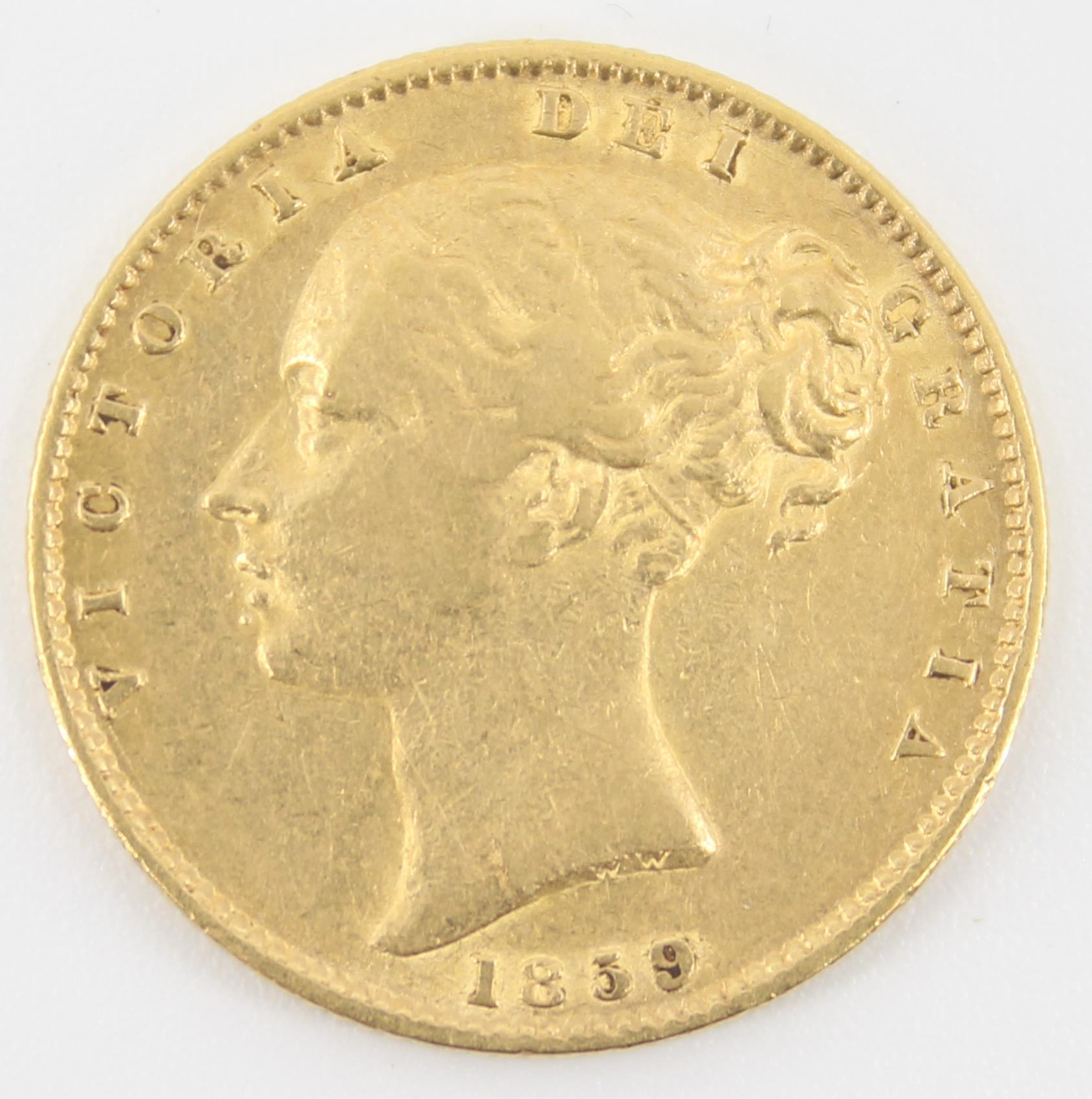 1859 Queen Victoria Sovereign Young Head / Shield Reverse (No.2)