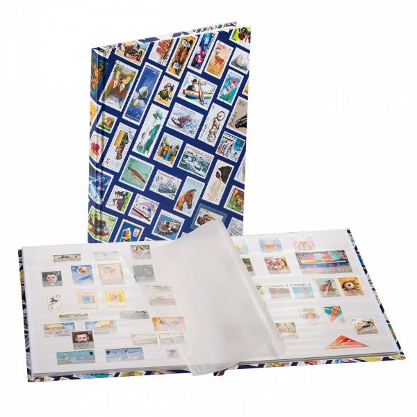 A4 Hobby Stockbook With Stamps Motif, 16 White Pages