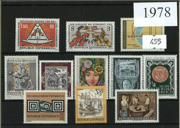 Austria Year Sets 1978 SG1799-1827 - 29 Stamps (+ 4 defs)