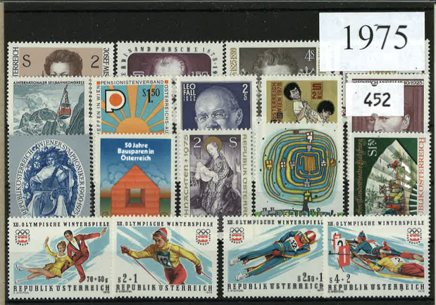 Austria Year Sets 1975 SG1727-1754 - 28 Stamps (+ 4 defs)