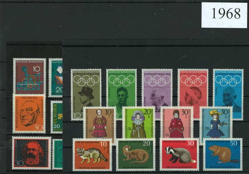 Germany Year Sets 1968 SG1451-1477 - 26 Stamps (+ 1 MS)