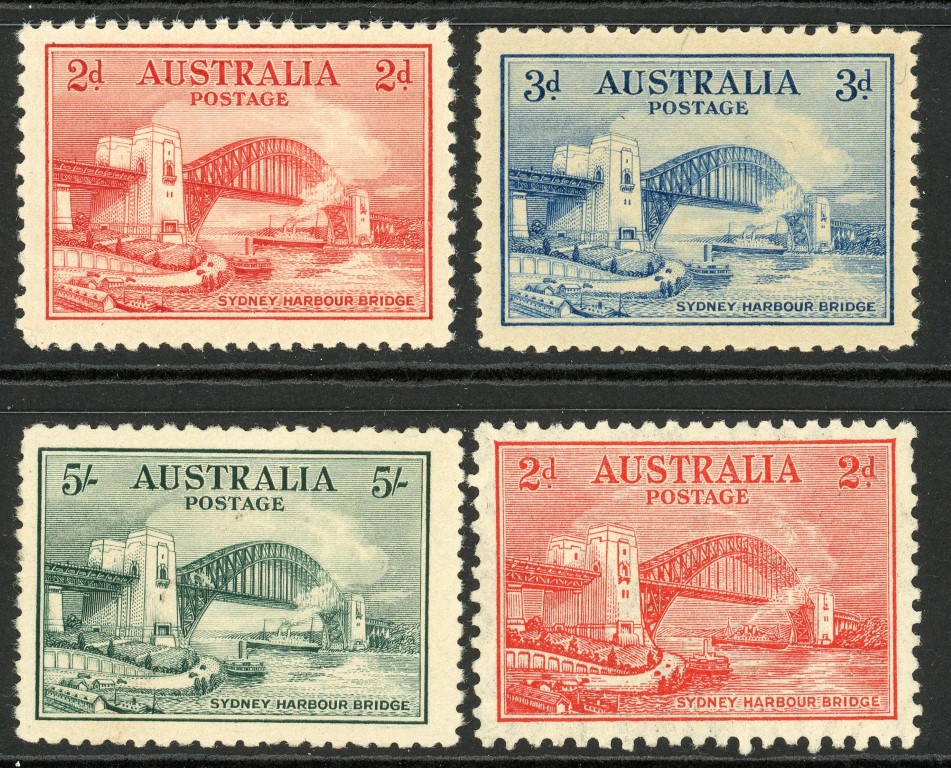 Australia 1932 SG.141-144 U/M toned gum