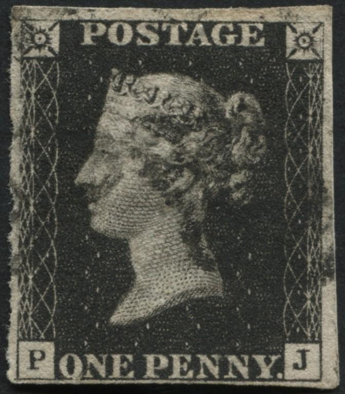 1840 1d Black PJ plate 9, most attractive intense Black 4 good margins