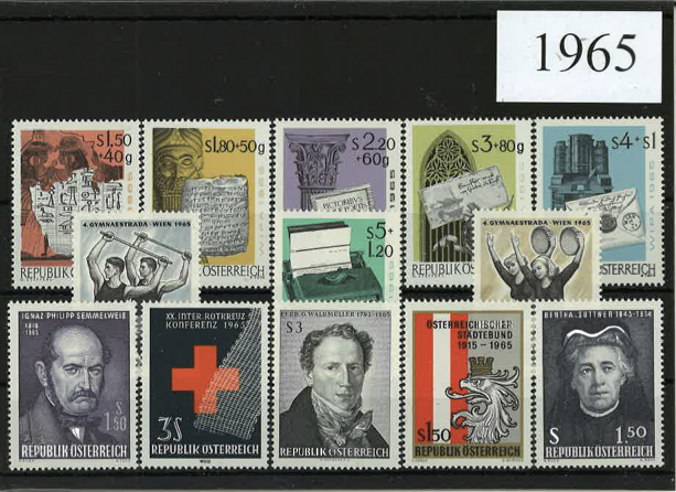 Austria Year Sets 1965 SG1441-1462 - 22 Stamps (+ 3 defs)