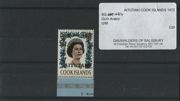 Aitutaki 1972 SG.48b Gum Arabic U/M (Lot 3)