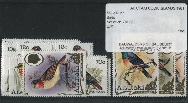 Aitutaki 1981 SG.317-52 Birds Set of 36 values U/M