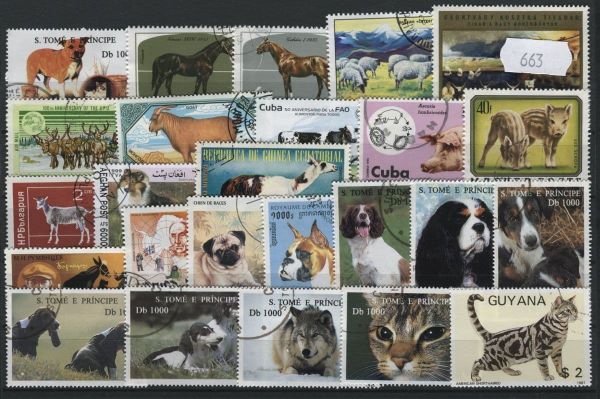 Animals 25 Stamps (Domestic + Farm) (663)