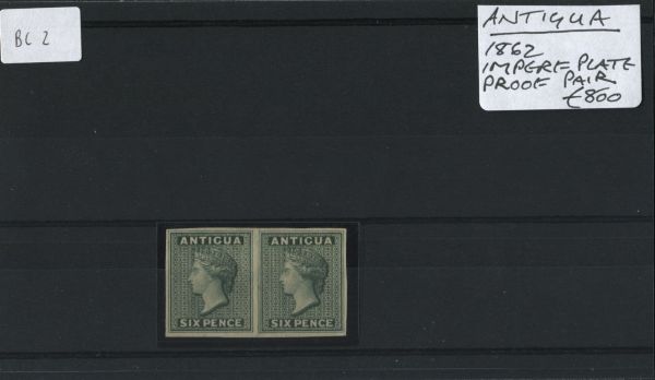 Antigua 1862 Imperf Plate Proof Pair