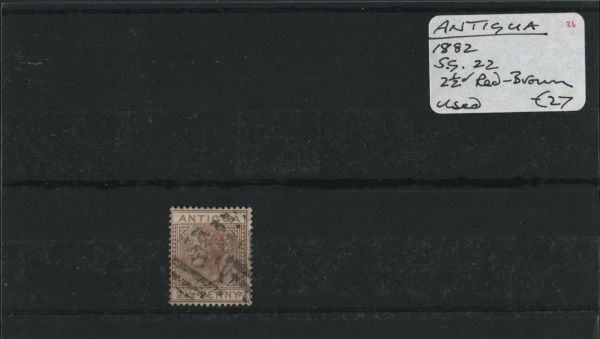 Antigua 1862 SG.22 2d Red-Brown Used