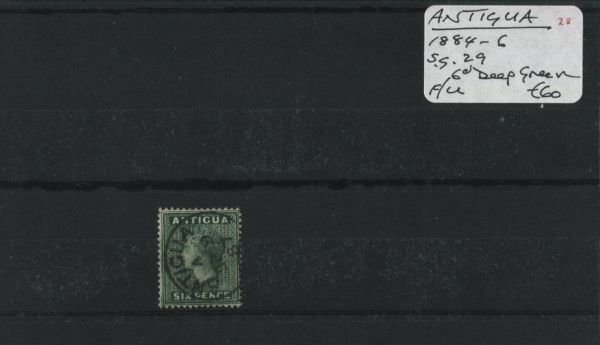 Antigua 1884-6 SG.29 6d Deep Green F/U