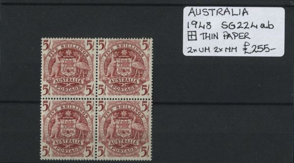 Australia 1948 SG.224ab Block of 4