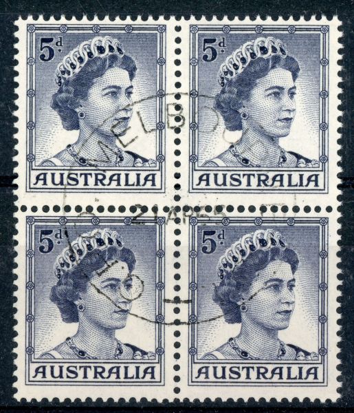 Australia 1959-63 SG.314c F/U block of 4 (3)