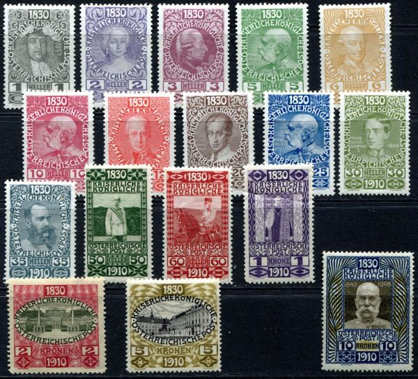 Austria 1910 SG.223-239 M/M