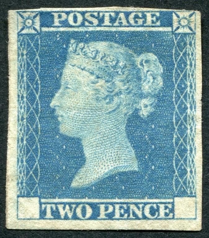 DP43 1841 2d Blue, small trial plate from printing of 12 impressions F/U, SG Cat 1800