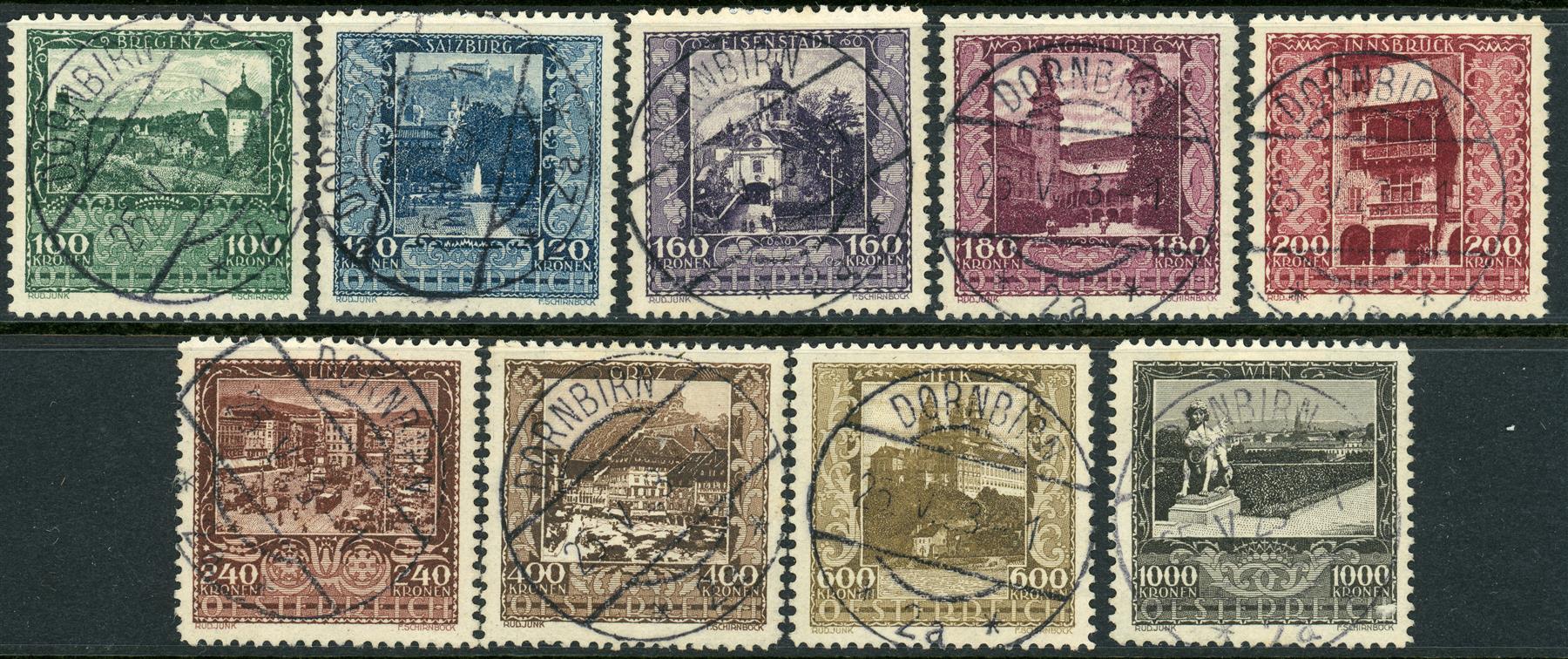 Austria 1923 SG.554-562 F/U