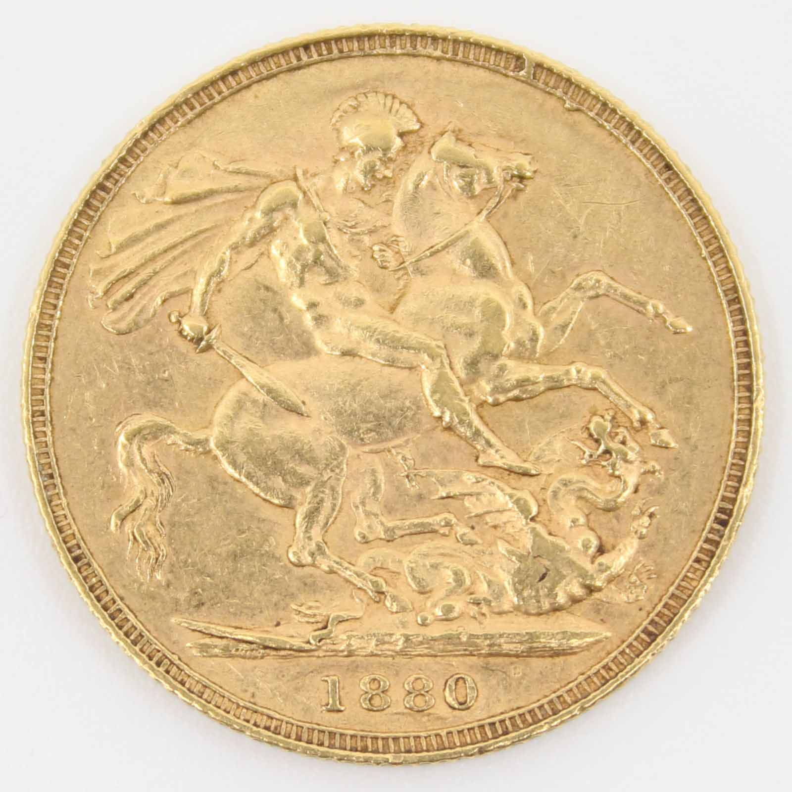 1880 Victoria Sovereign Young Head Victoria / St. George Dragon