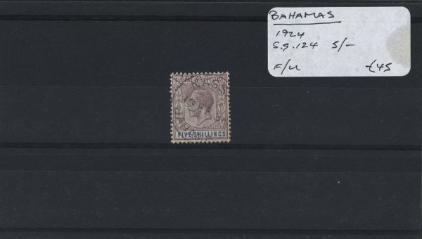 Bahamas 1924 SG.124 5/- F/U