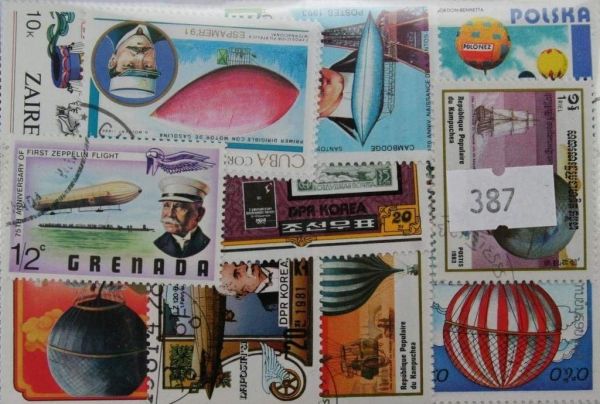 Balloons& Zeppelins 25 Stamps (387)