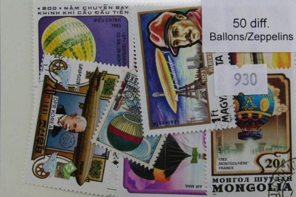 Balloons + Zeppelins 50 Stamps (930)