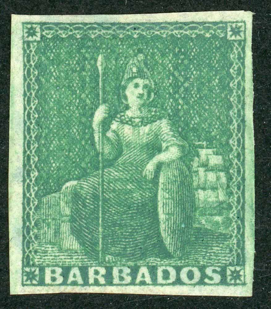 Barbados 1852 SG.12   4 margin with gum