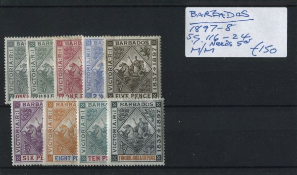 Barbados 1897-8 SG.116-24 (Less 5d) M/M