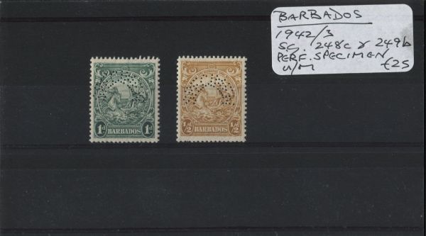 Barbados 1942-3 SG.248s & 249b U/M