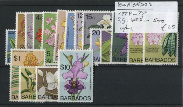 Barbados 1974-77 SG.485-500 U/M