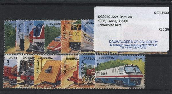 Barbuda 1995 SG.2210-2224 Trains 35c-$6 U/M