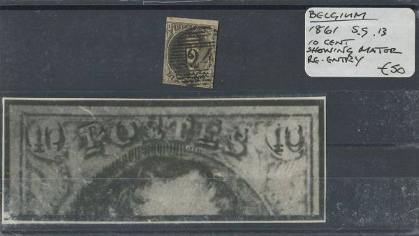 Belgium 1861 SG.13 10 Cent Showing Major ReEntry