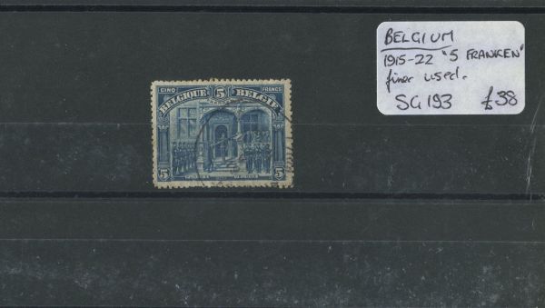 Belgium 1915-22 ''5 Franken'' F/U SG.193 (Lot 2)