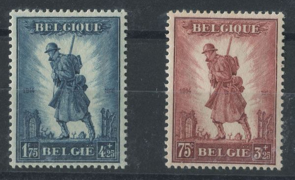 Belgium 1932 SG.618-9 Infantry Memorial Mint