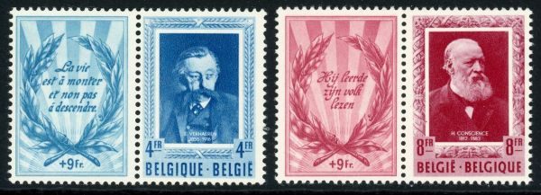 Belgium 1952 SG.1414-1415 with label U/M