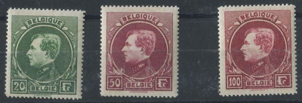 Belgium 502-4 1929 Malines P14 20Fr, 50Fr, 100Fr M/M