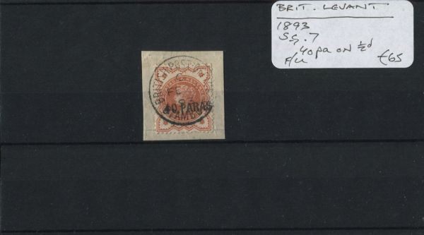 British Levant 1893 SG.7 F/U (Lot 5)