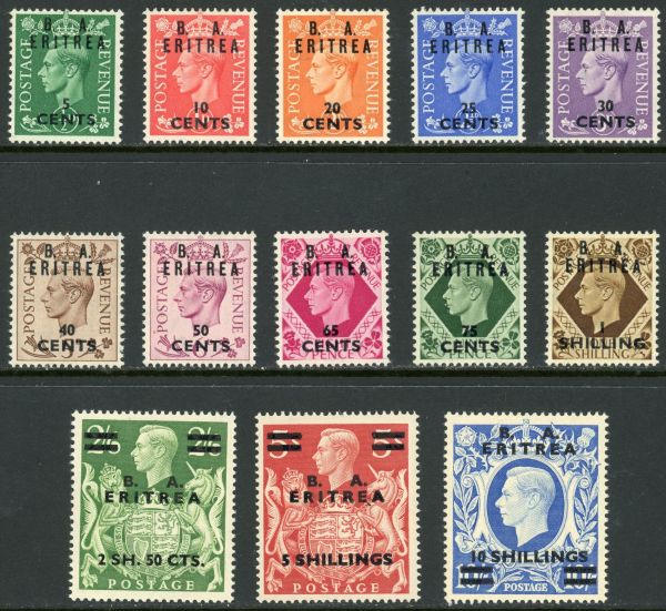 British Occupation of Italian Colonies / Eritrea 1950 SG.E13-E25