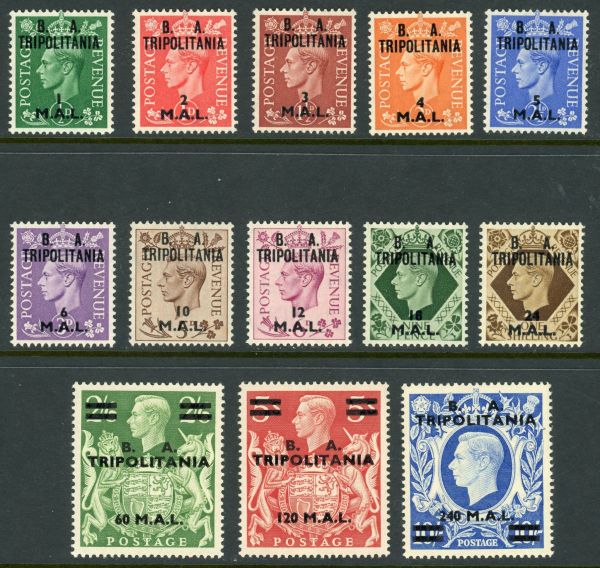 British Occupation of Italian Colonies / Tripolitania 1950 SG.T14-T26 U/M