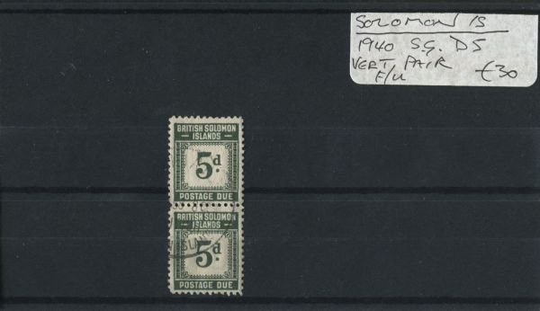 British Solomon Is. 1940 SG.D5 Vert. Pair F/U