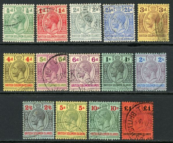 British Solomon Islands 1914-23 SG.22-38 set of 14 F/U