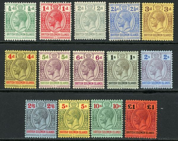 British Solomon Islands 1914-23 SG.22-38 set of 14 M/M