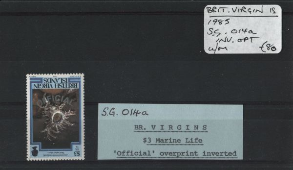 British Virgin Is. 1985 SG.O14a INV Opt U/M