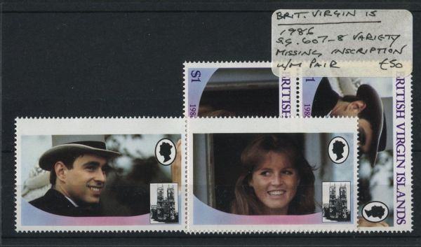 British Virgin Is. 1986 SG.607-8var pair U/M