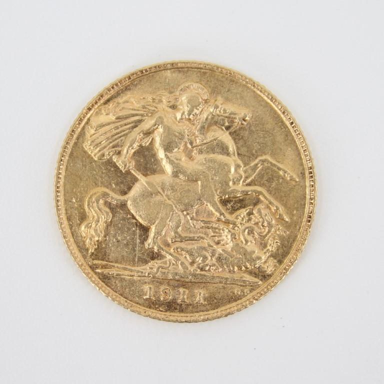 1911 George V Half Sovereign St. George Dragon